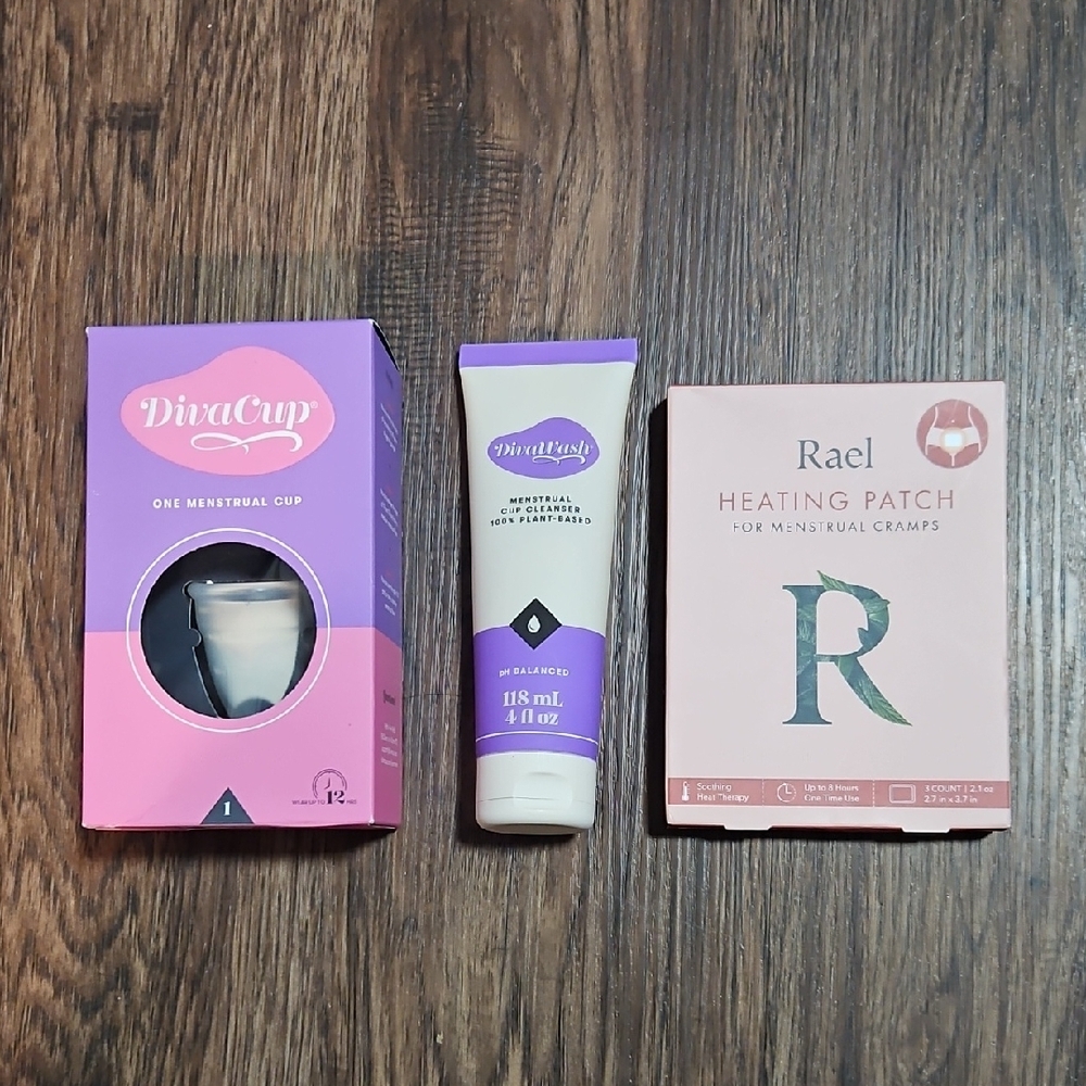 Menstrual Bundle-New In Box DivaCup, Cup Cleaner, And Heating Pouches